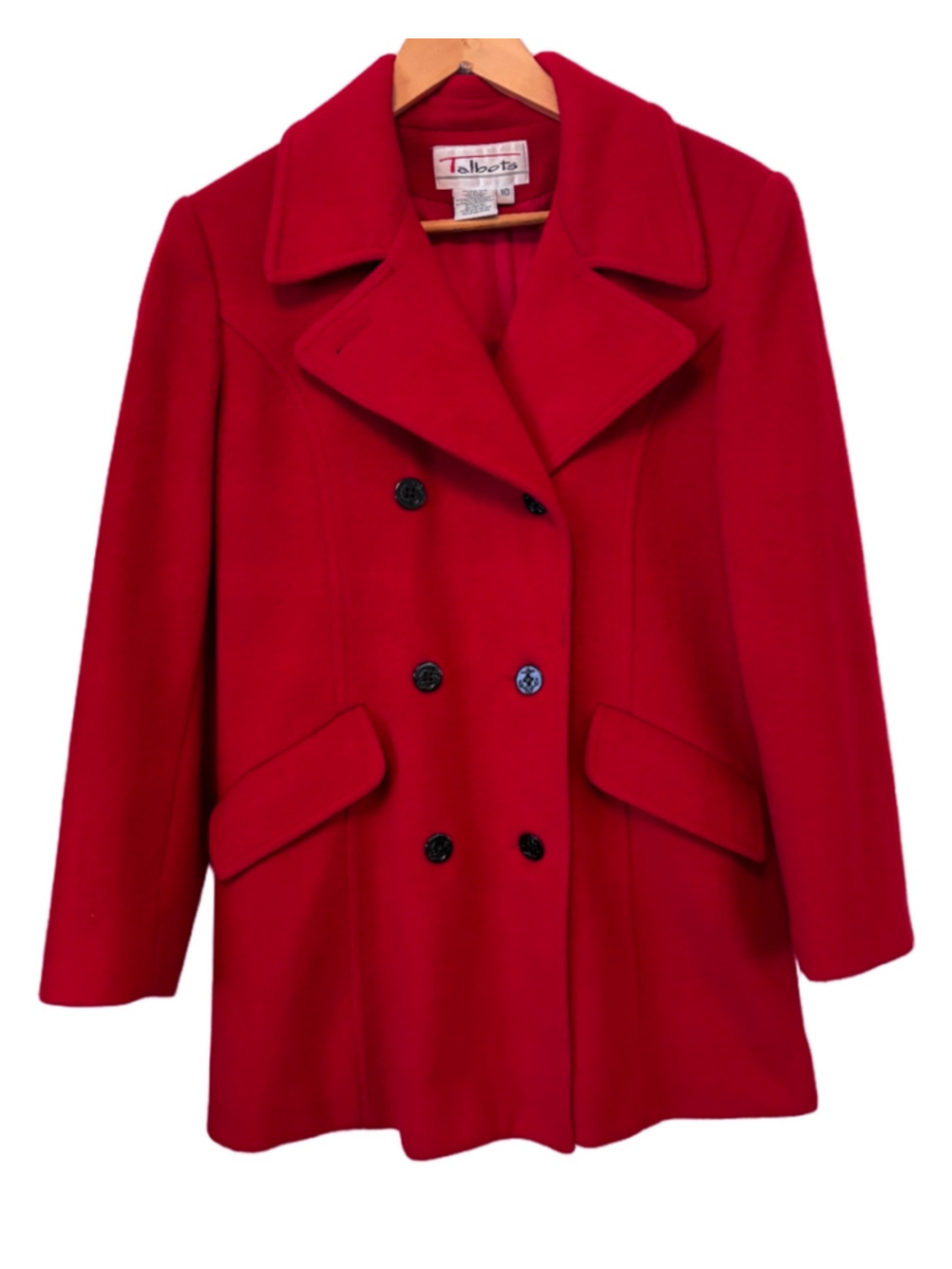 Talbots VTG red wool pea coat 10 classic cozy old money